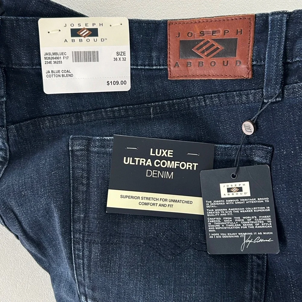 Joseph Abboud Jeans Mens 36x32 Blue Coal Slim Fit Luxe Ultra Comfort Denim